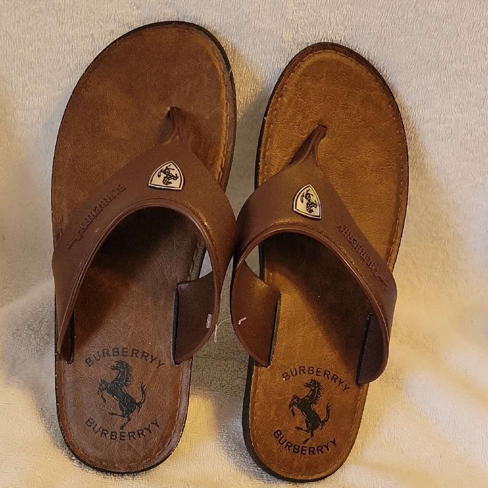Burberry Dark Brown Men's Flip-Flops Size 43